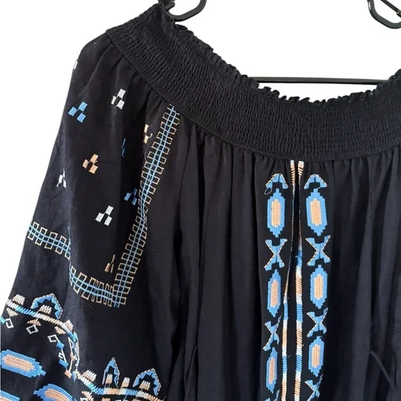 Anthropologie NEW Ranna Gill Grete Embroidered Navy Dress